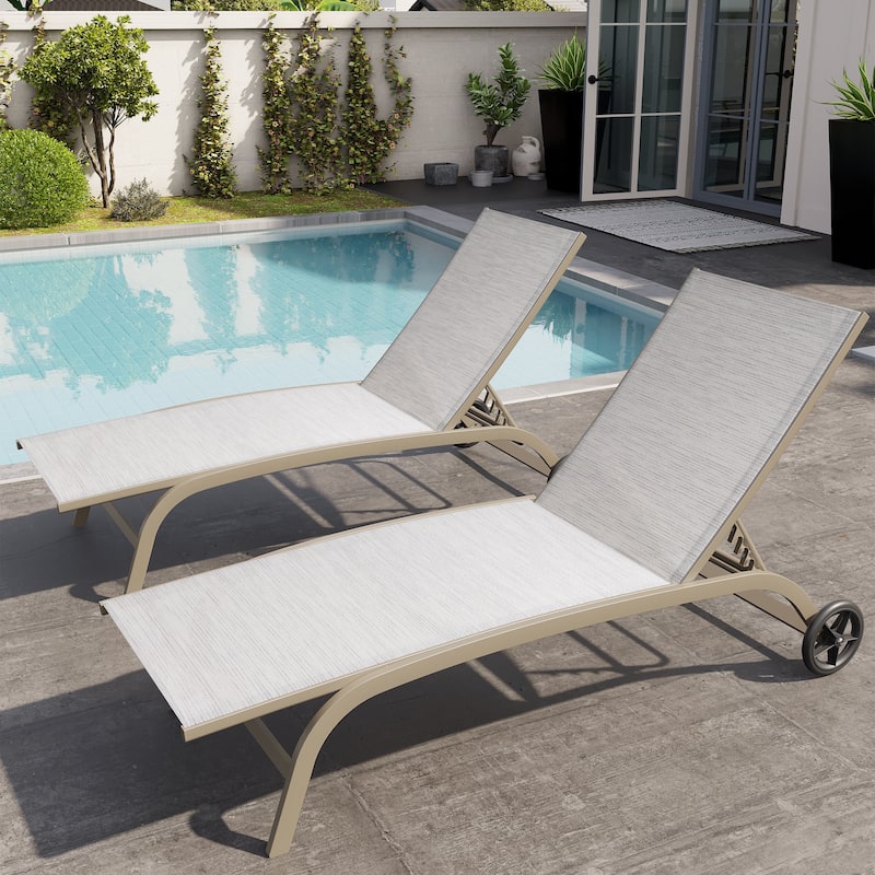 Crestlive Outdoor Adjustable Chaise Lounge Chairs with Wheels - See the Picture