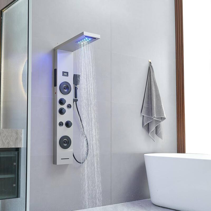 4-Jet LED Shower Panel with Heavy Rain Shower