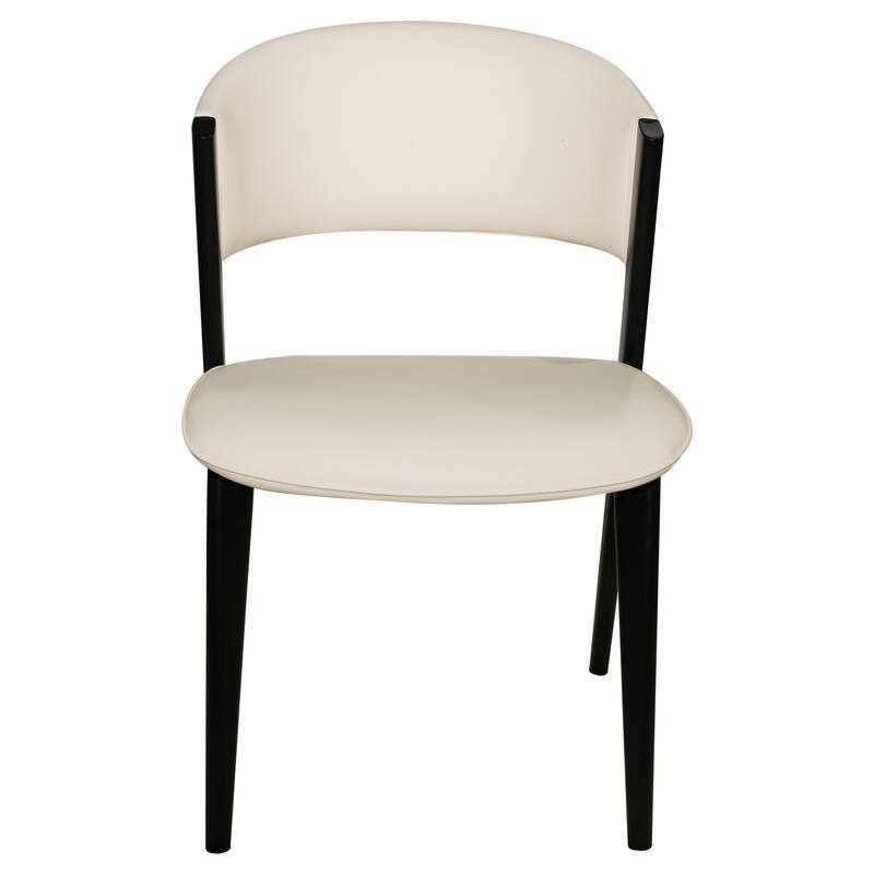 Modern Leather Dining Chair - Upholstered Accent Chair with Metal Legs, Curved Open Back & No Assembly - For Kitchen or Office