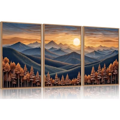 Forest Landscape Wall Decor,Nature Sunset Pine Tree Wall Painting