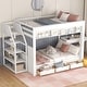 preview thumbnail 1 of 16, White Multifunctional Convertible Wood Bunk Bed w/ Storage Staircase, Full Size Pine Wood Bed w/3 Drawers, Full-length Guardrail White - Full