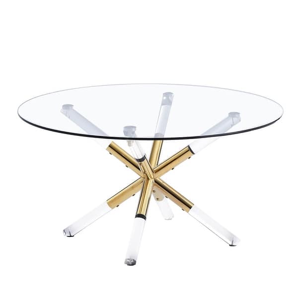 Best Master Furniture Sheryl Round Glass Coffee Table Gold On Sale