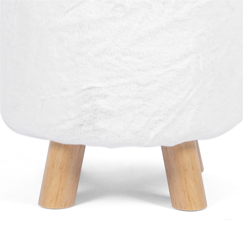 Adeco Round Ottoman Footrest Upholstered Padded Pouf