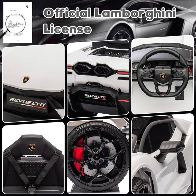 12V Kids Ride On Car, Licensed Lamborghini Revuelto Electric Car for Kids