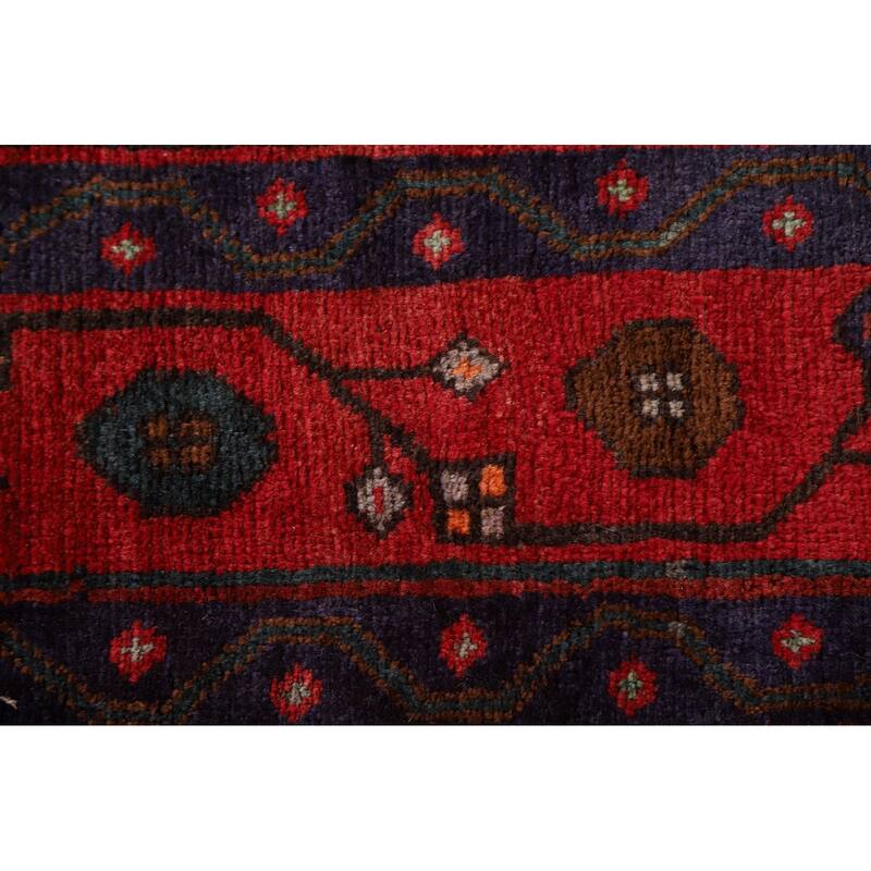 Geometric Hamedan Persian Vintage Area Rug Handmade Wool Carpet - 5'2"x 13'4"