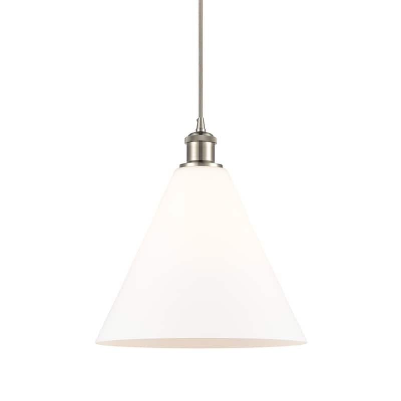 Innovations Lighting 516-1P-15-12 Berkshire Pendant Berkshire 12" Wide - Matte White / Brushed Satin Nickel