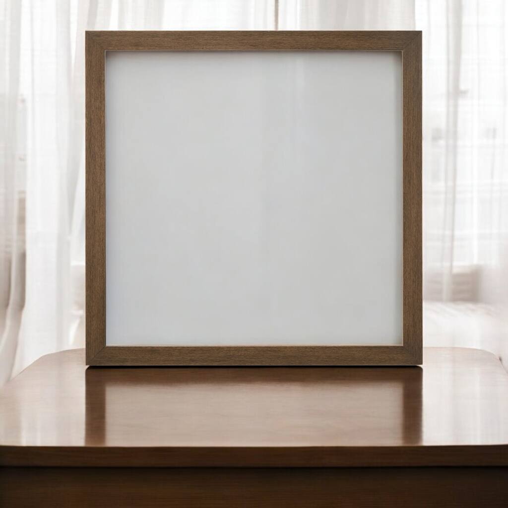 Anmytek Square Wall Mirror Oak Finish Synthetic Wood Frame - 40inch Height