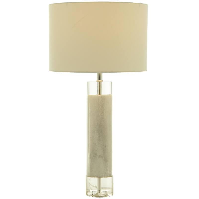 Marble Slender Stand Room Table Lamp with Drum Shade - Black or White - Roche River Decor - White