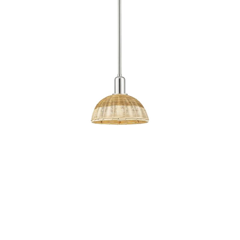Innovations Lighting 716-1S-12-9 Natural Ballston Dome Pendant Natural - Polished Nickel / Natural