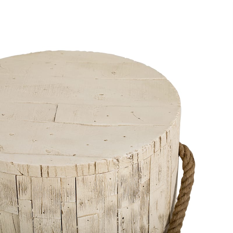 Christopher Knight Home - 14.57'' Rustic Wood Look MGO Side Table with Decorative Braided Cord - 14.57"W/Wood Finish