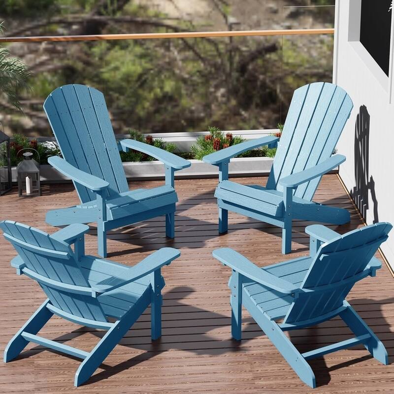 WINSOON All Weather HIPS Outdoor Plastic Adirondack Chairs Set of 4 - Baby Blue
