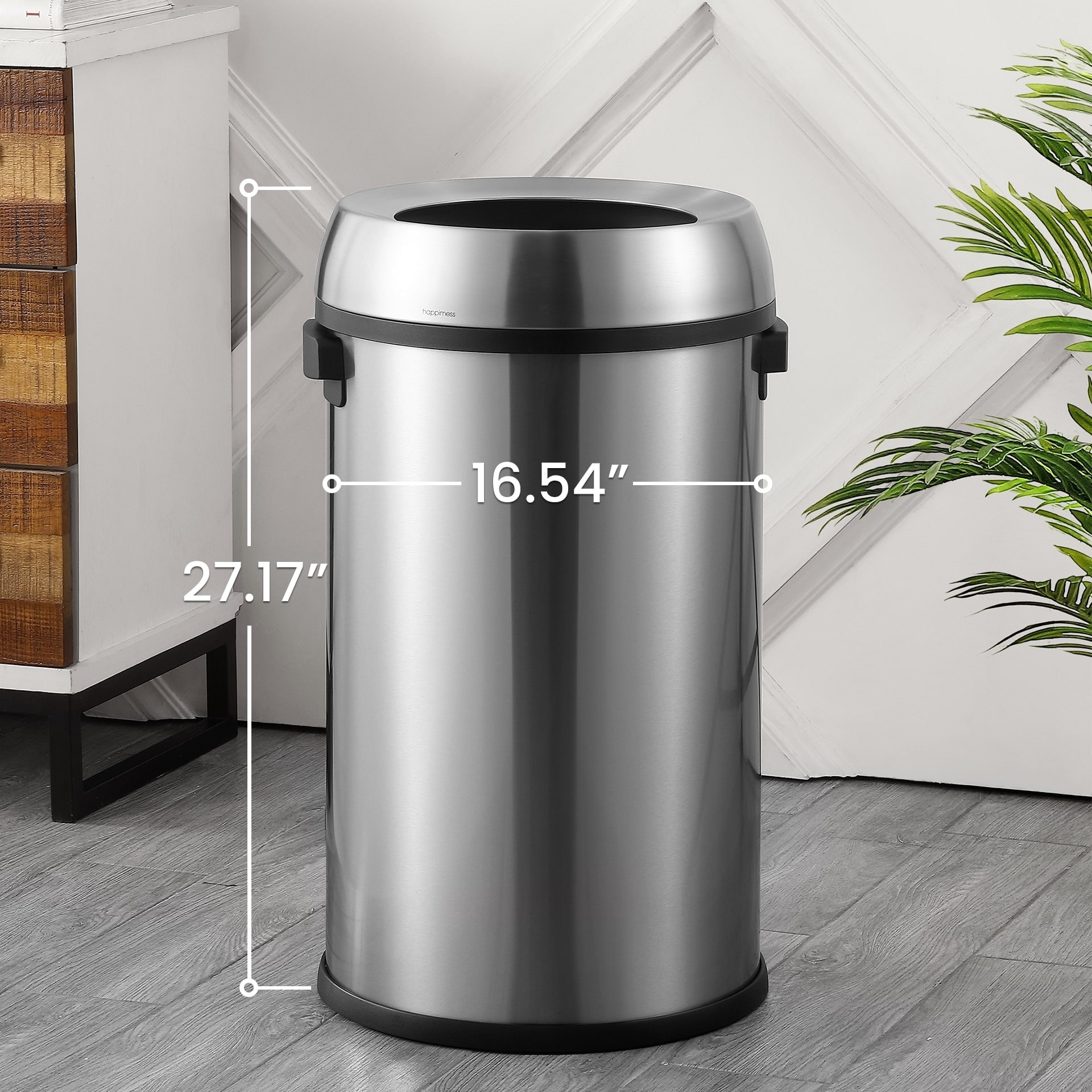 happimess Beni Kitchen Trash/Recycling 16-Gallon Double-Bucket Step-Open  Trash Can, Black