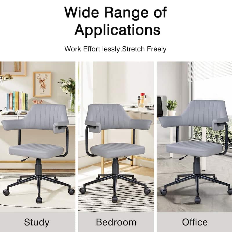 Javlergo Swivel Desk Chair with Padded Seat and Armrests, Adjustable Height Padded Office Chair