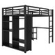 preview thumbnail 5 of 9, Black Full Loft Bed with Built-in Wardrobe, Desk, and Storage Shelves, Space-Saving Design