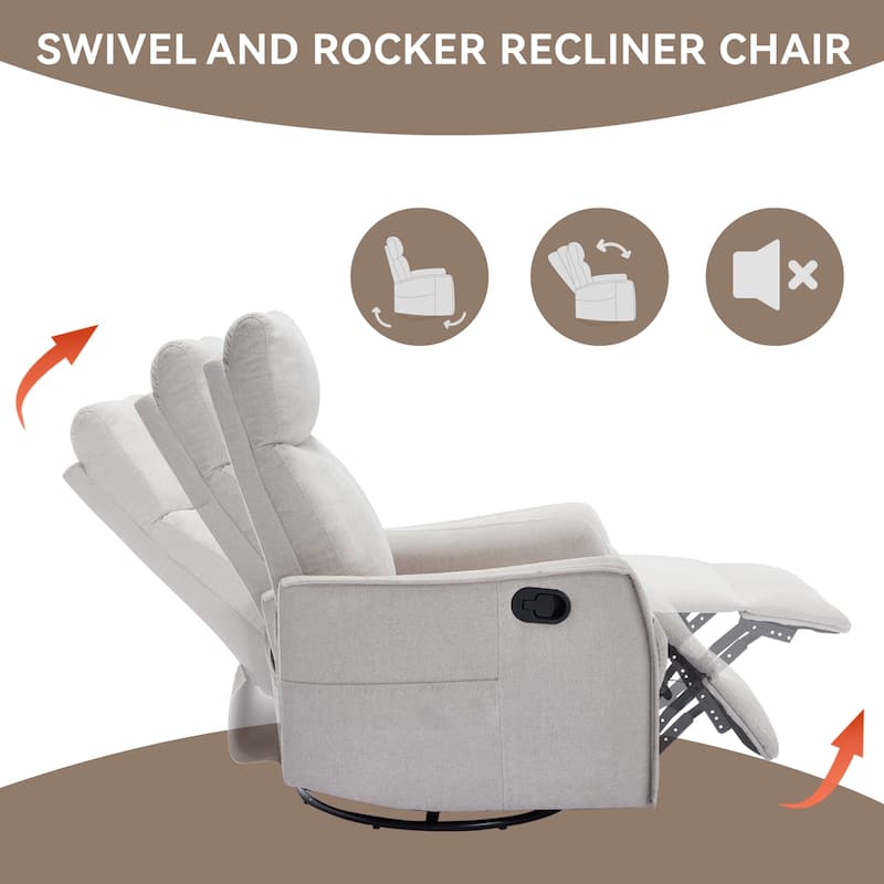 8 Point Vibration 360° Swivel Massage Chair, Adjustable Backrest Manual Recliner Chair with Massage and Lumbar Heating