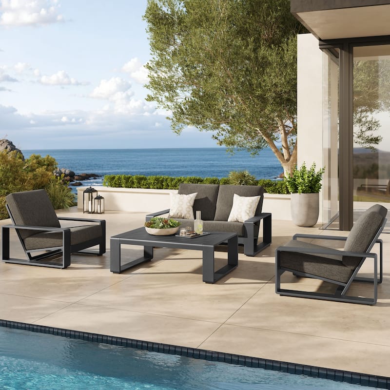 Lirienne 4-Piece Outdoor Patio Aluminum Furniture Set - Smoke