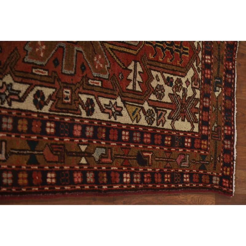 Geometric Heriz Serapi Indian Runner Rug Hand-knotted Wool Carpet - 3'1"x 10'8"