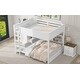 preview thumbnail 4 of 32, Queen over Queen Size Solid Wood Bunk Bed with Storage Cabinets and USB Ports