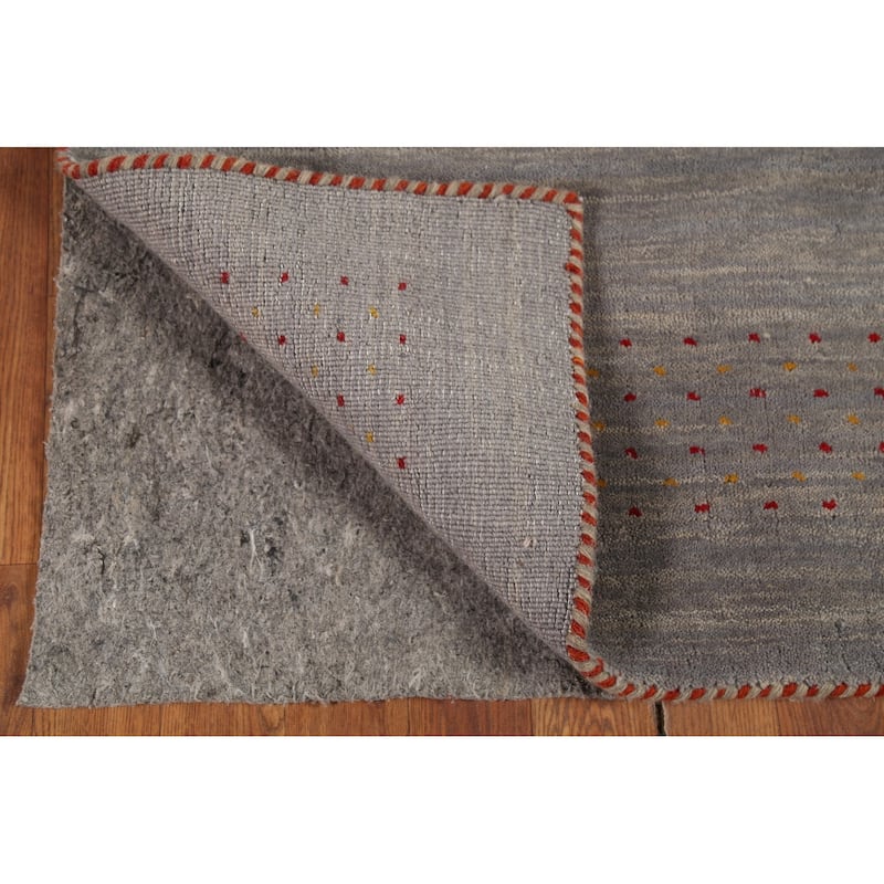 Gray Gabbeh Oriental Runner Rug Hand-Knotted Wool Carpet - 2'9"x 9'7"