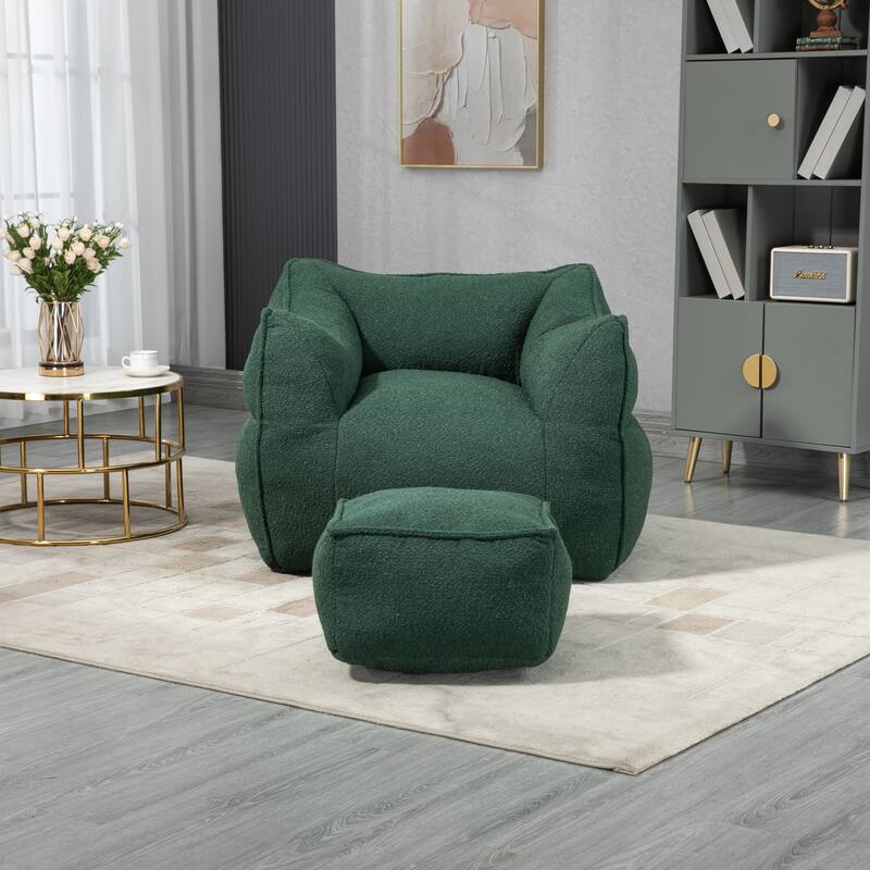 GDFStudio - COOLMORE Boucle Bean Bag Chair with Memory Foam Filling for Ultimate Comfort