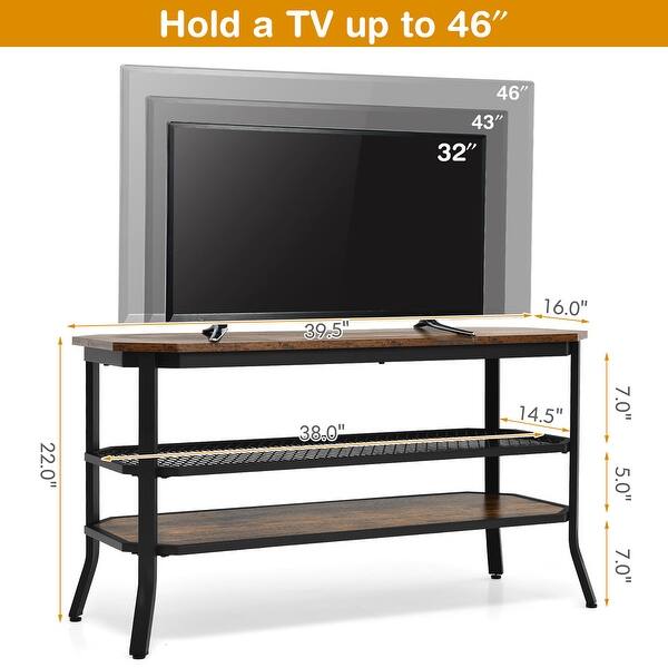 Costway 3-tier TV Stand Console Table Media Entertainment Center - On ...