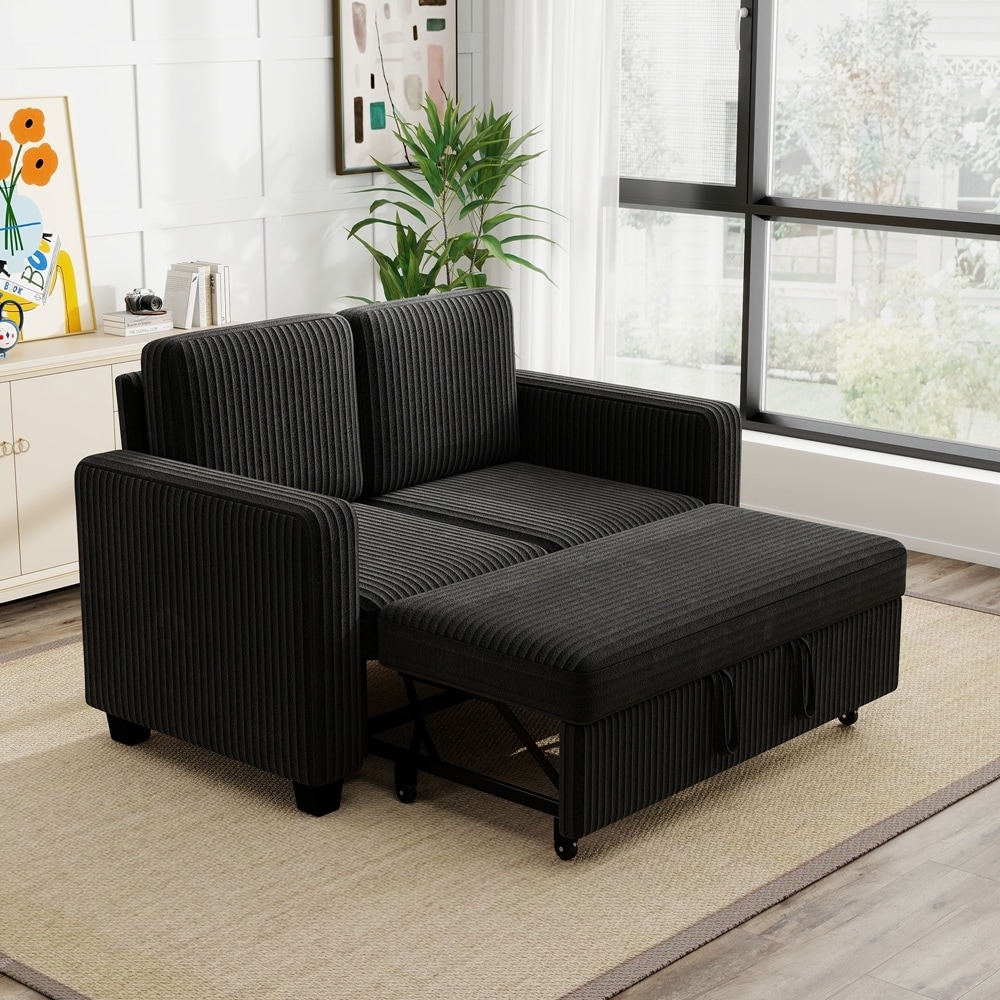 Corduroy Modular 2-Seat Pull-Out Sofa Bed