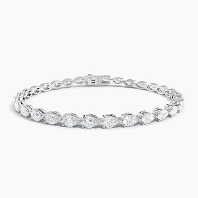 Auriya 14K Gold Lab Grown Pear Diamond East-West Tennis Bracelet 6.00 ct. tw. (F-G VS)