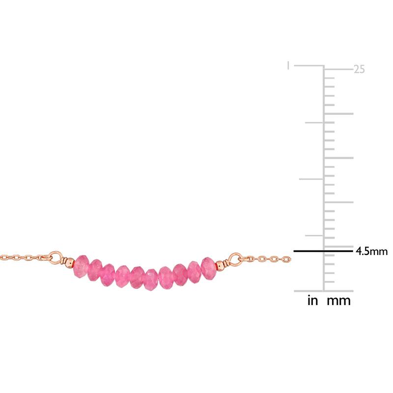 Miadora 4.5mm Pink Tourmaline Bead 0.81ct tgw Bracelet 1mm Rolo Chain in Rose Sterling Silver