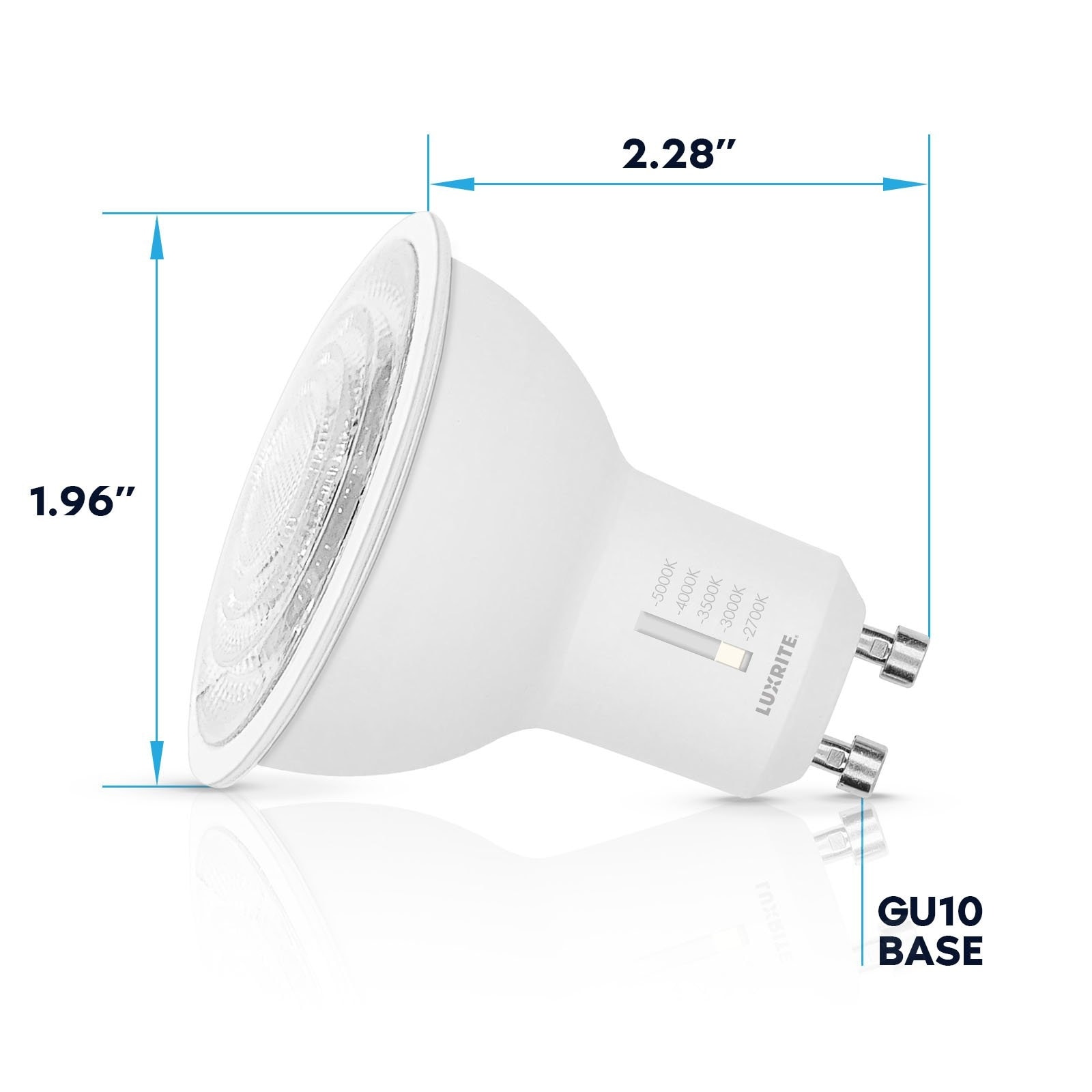 Luxrite GU10 LED Bulbs Dimmable 50W Halogen Equivalent 5CCT 6.5 Watt 500 Lumens GU10 Enclosed Fixture Rated 12 Pack On Sale Bed Bath Beyond 41585843