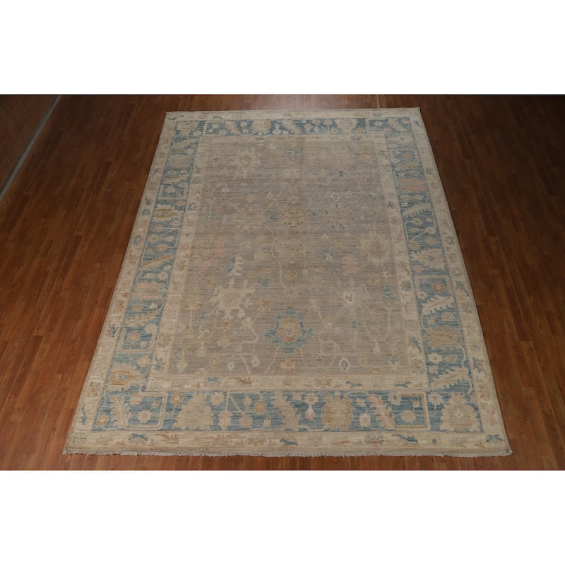 Vegetable Dye Oushak Turkish Area Rug Handmade Wool Carpet - 8'10"x 11'11"