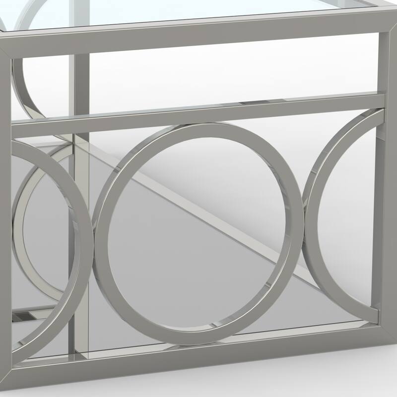 Farmhouse 47 in. Glass Shelves End Table