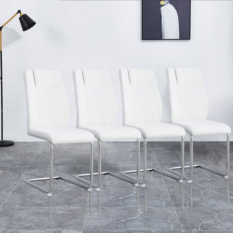 Dining Chairs Set of 4 with Faux Leather Padded Seat Upholstered Chair with Metal Legs Design for Kitchen,Living,Bedroom