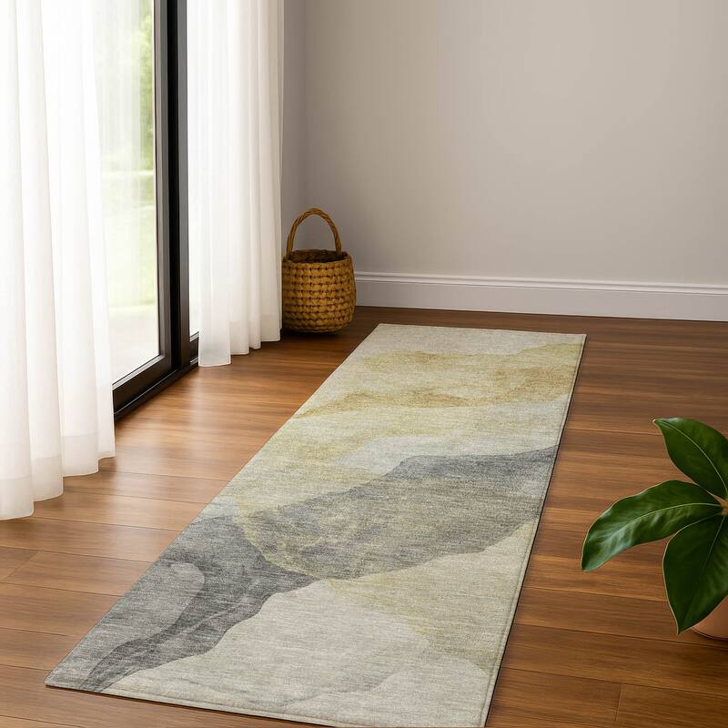 Premium Washable Super Soft Contemporary Fizal Mayfield Rug - Beige - 2'3" x 7'6"
