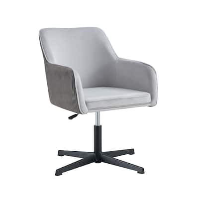 Modern Desk Chair no Wheel, Ergonomic Office Chair Home Office Upholstered Chair, Swivel Arm diining Chairs with Metal Legs