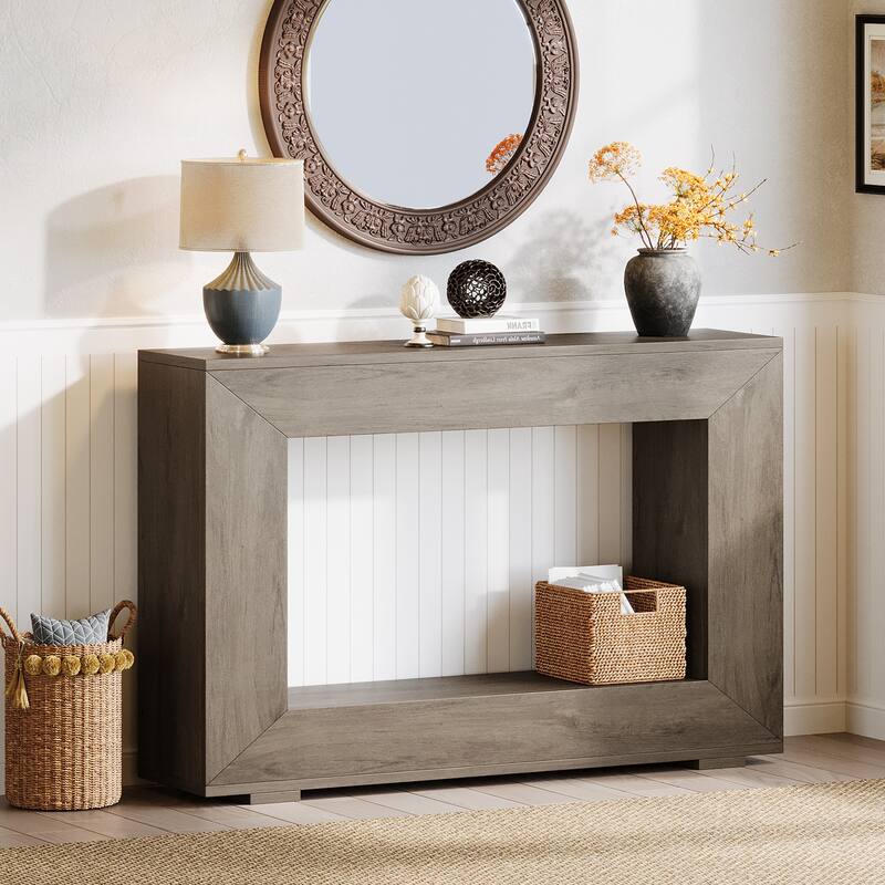 47.24 Inches Rustic Console Table with Storage - Wash Grey