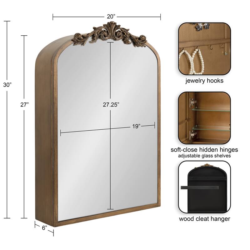 Kate and Laurel Arendahl MDF Jewelry Cabinet with Mirror - 20x6x30