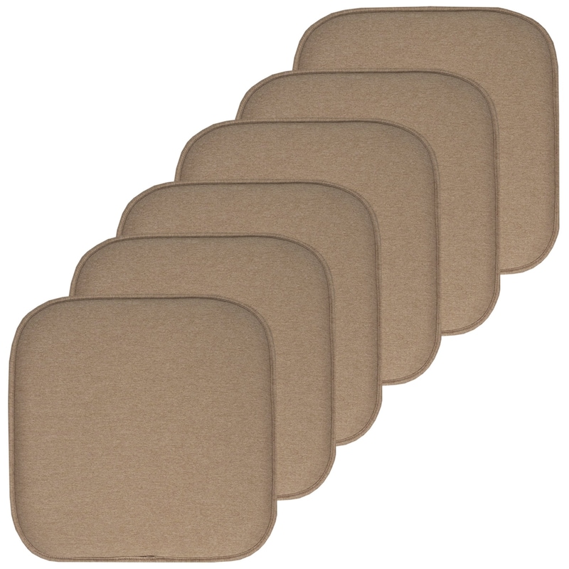 Charlotte Jacquard Cover Memory Foam Chair Pads - Taupe - Set of 6