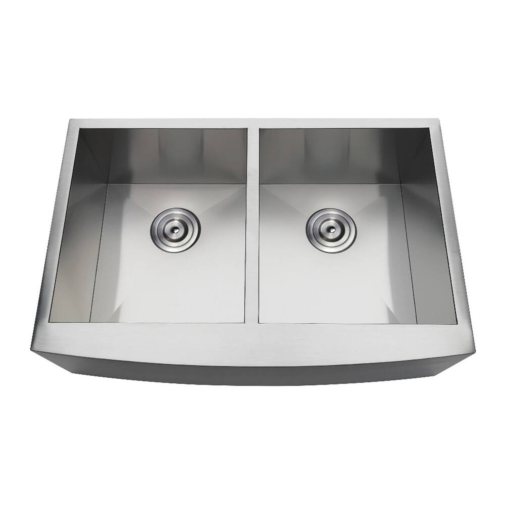 Uptowne 30-Inch Stainless Steel Apron-Front Double Bowl Farmhouse Kitchen Sink in Brushed