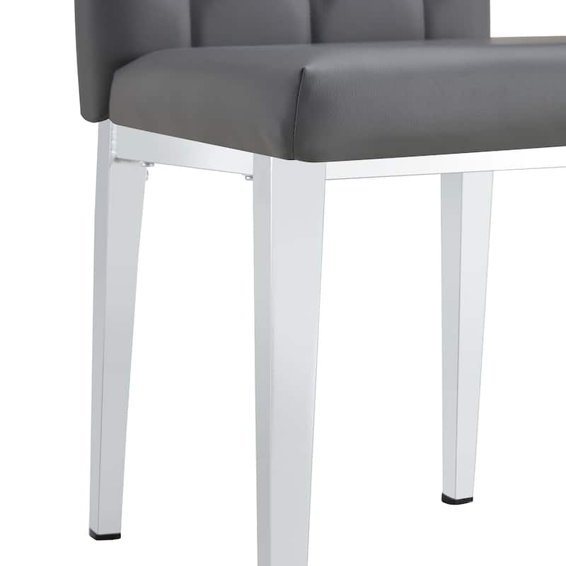 Roomfitters Black/Gray Armless Dining Chairs with Grid Buckle Back Design, Elegant Vintage Look Set of 4 for Dining Room,