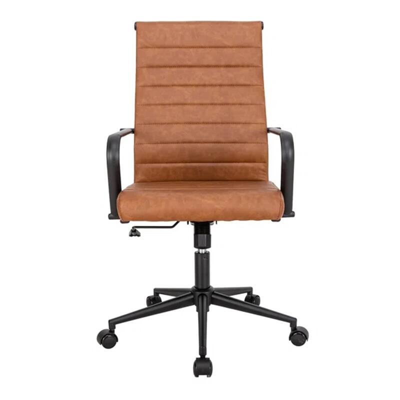Ergonomic Office Chair Full-Grain Leather with Lumbar Support - Brown