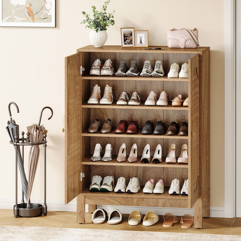 6-Tier Shoe Cabinet with Doors and Adjustable Shelves for Entryway