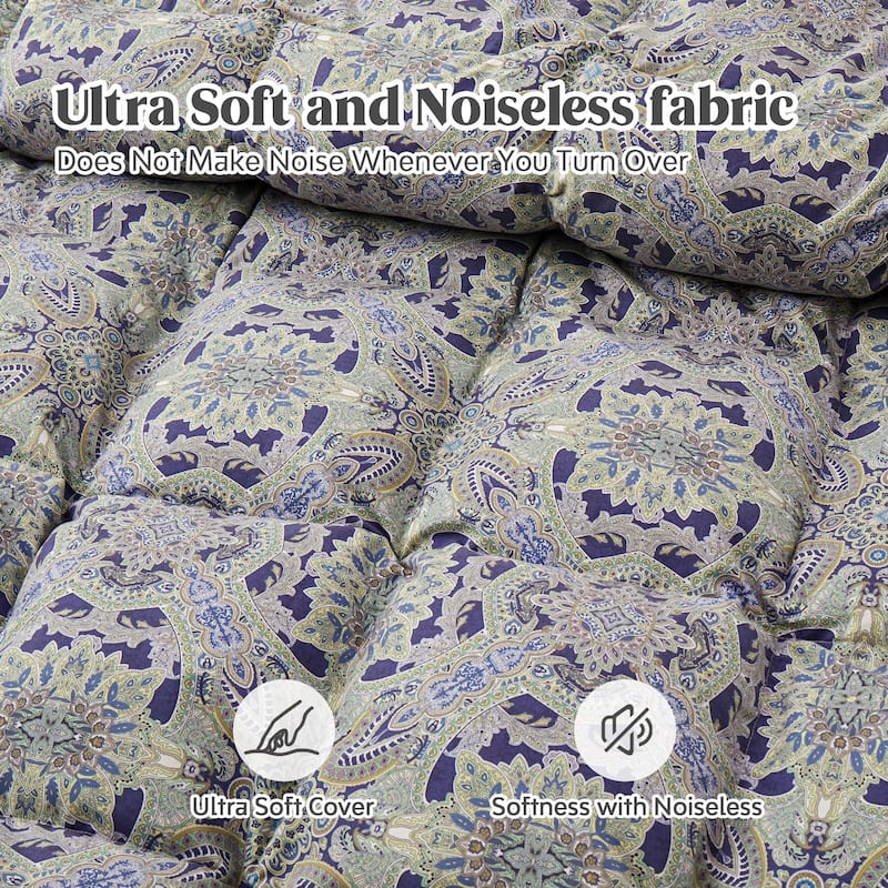 All Season Paisley Floral Printed Vintage White Goose Feather Down Comforter