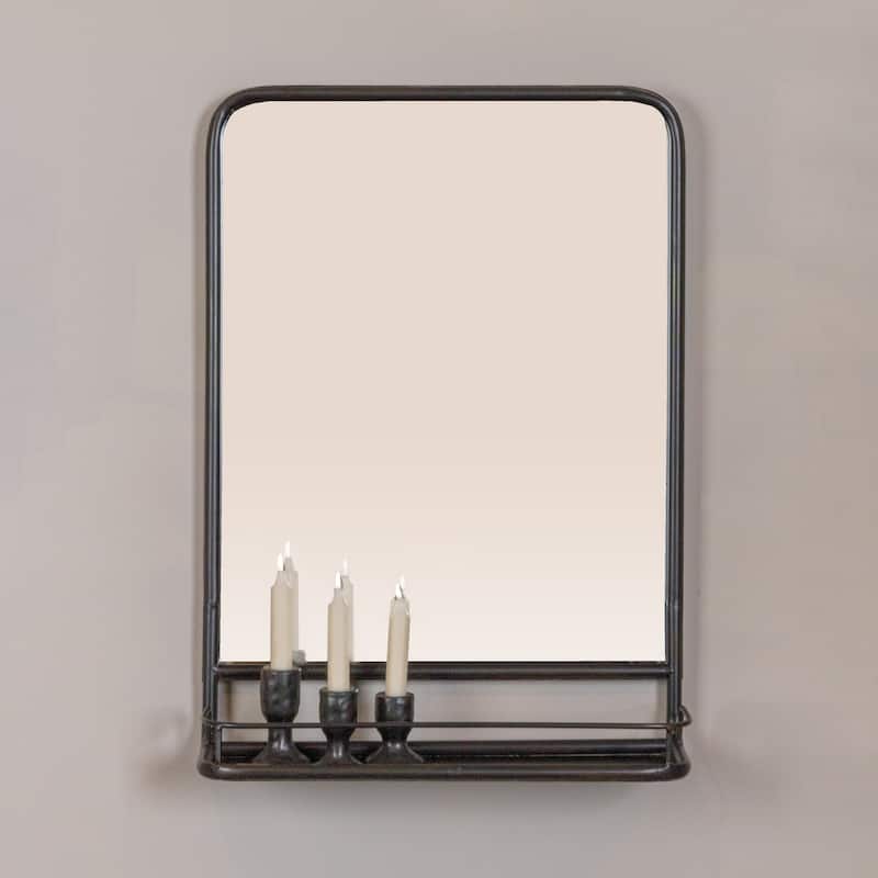 Metal Framed Wall Mirror with Shelf