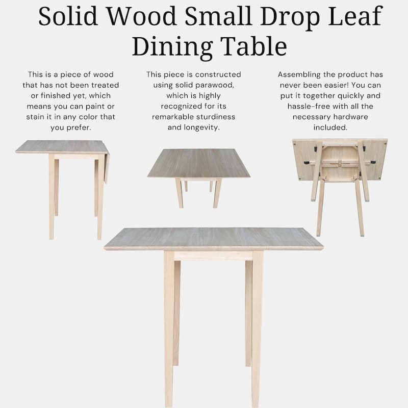 International Concepts Small Drop Leaf Shaker Style Dining Table