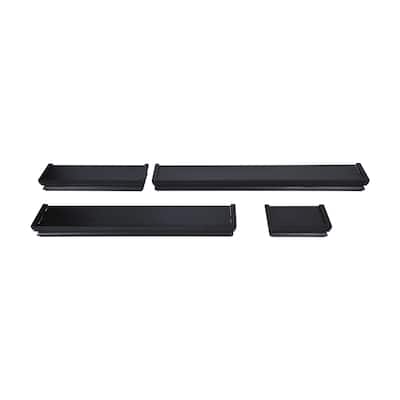 Melannco Black Wall Shelves, Set of 4