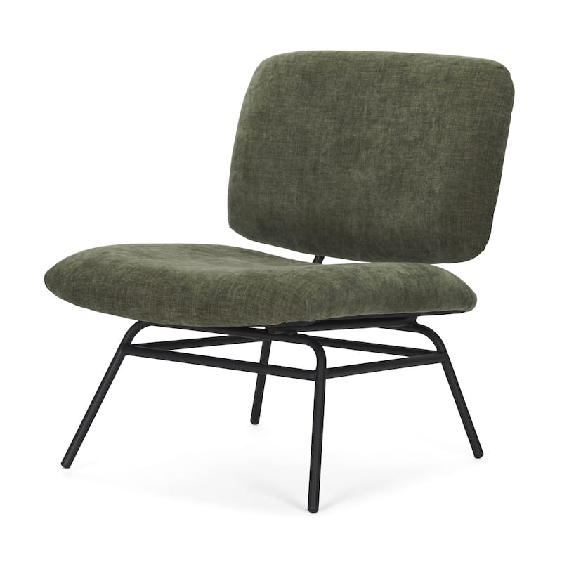 Nora Charcoal Fabric w/ Matte Black Metal Legs Accent Chair - 30.8L x 25.4W x 31.9H - Forest Green