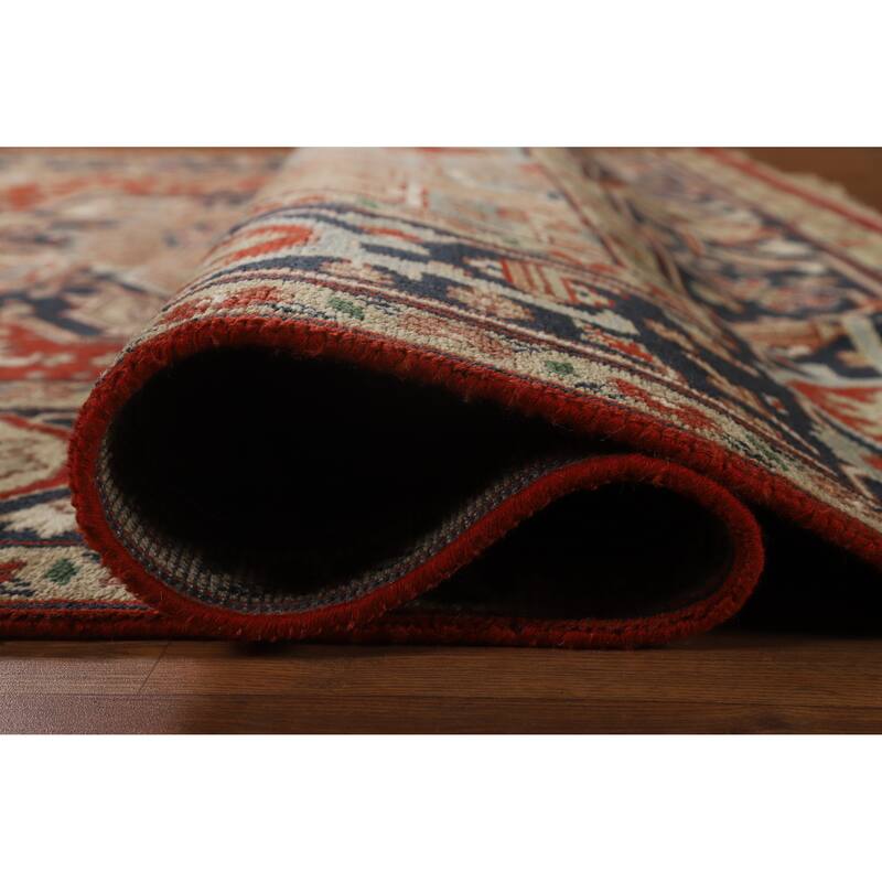 Hand Knotted Oriental 100% Wool Carpet Traditional Medallion Red Heriz (serapi) Area Rug - 11' 10'' X 8' 11''