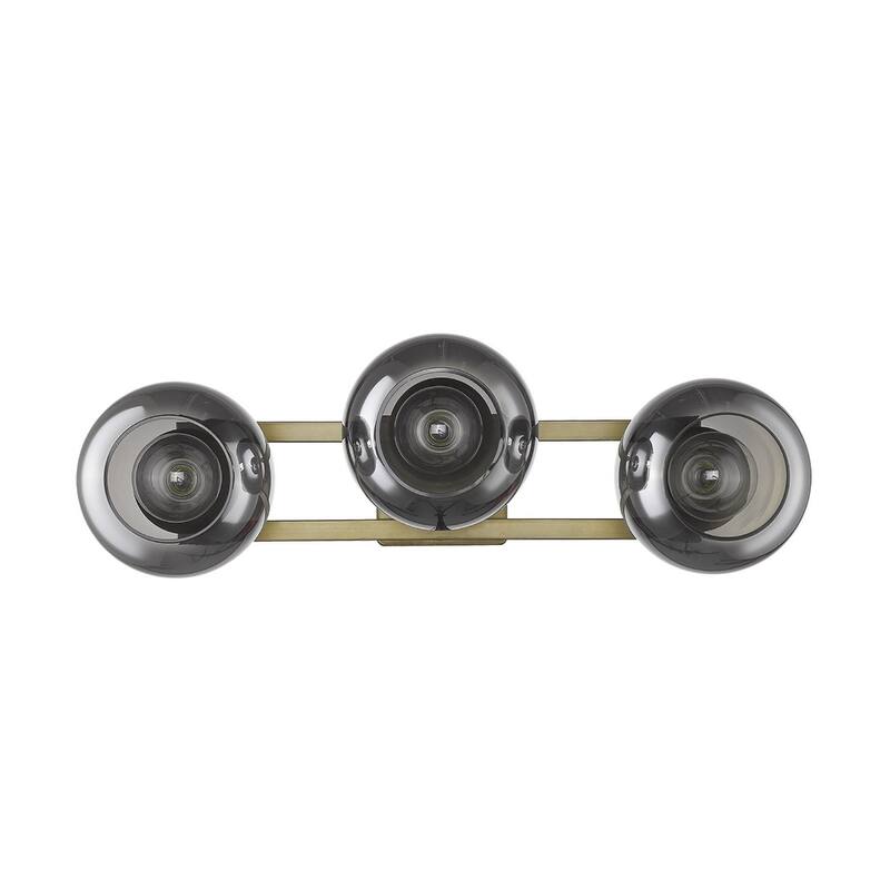 Modern Brass Flush Mount Wall 3-Light with Smoke Glass Shades and Dimmable E26 Fixture Damp Rated Indoor Use
