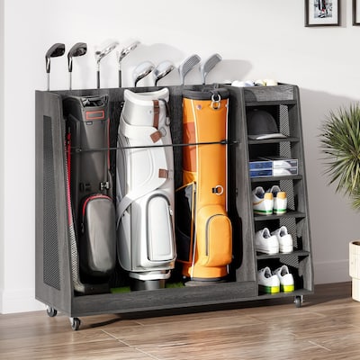 Moasis 35"/47" Wooden Golf Equipment Organizer Storage Rack with Wheels