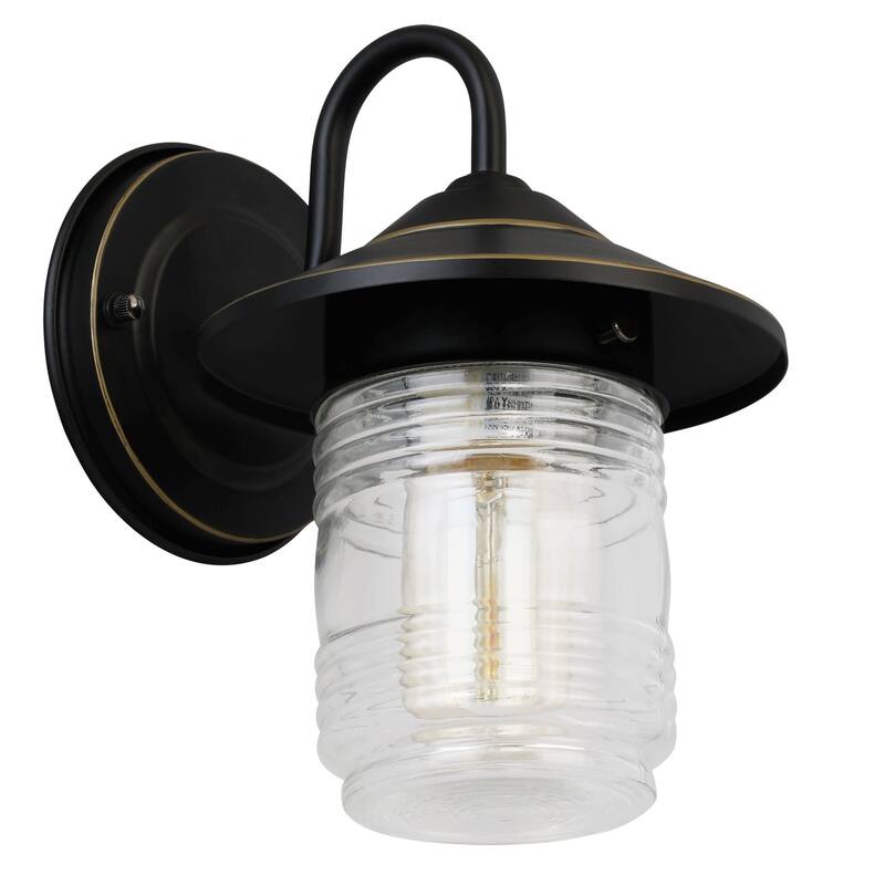 Design House 588558-ORB Jelly Jar 9" Tall Outdoor Wall Sconce - Oil Rubbed Bronze